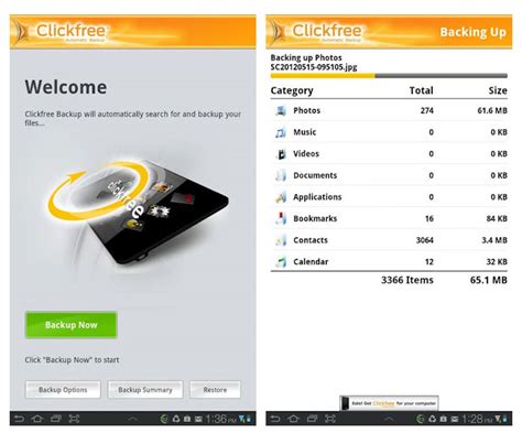 clickfree app backs   android smartphone  cloud  sd card  ease video