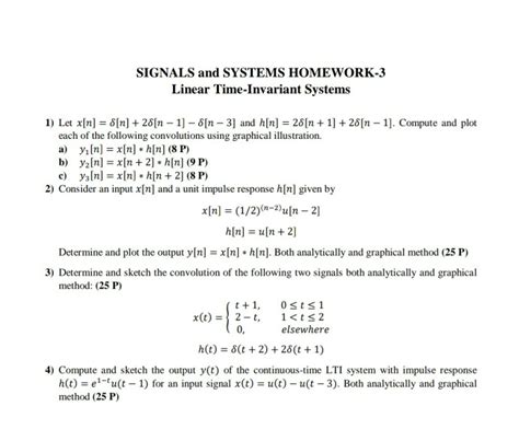 solved signals and systems homework 3 linear time invariant