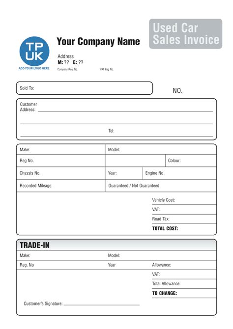 car sales invoice template uk  printable templates