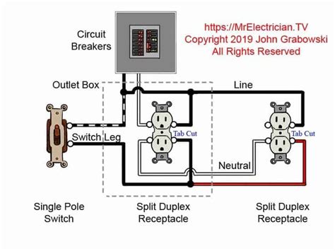 switched split outlet wiring diagrams  electrician outlet wiring light switch wiring switch