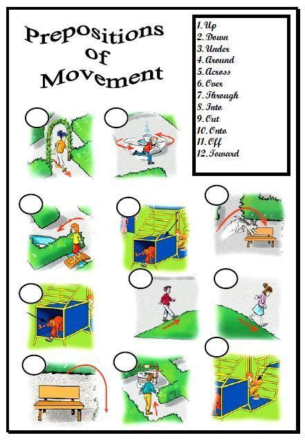 prepositions  movement worksheets prepositions movement social