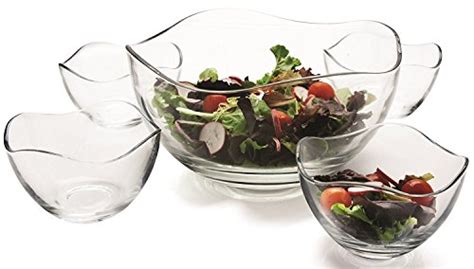 Large Clear Glass Wavy Salad Bowl Mixing Bowl All