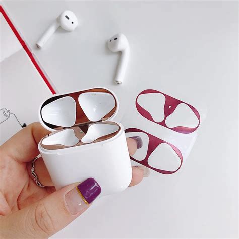 airpods accessories metal dust guard sticker  airpods protective case cover dust proof