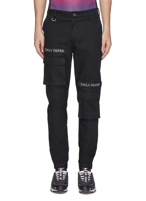 daily paper logo embroidered cargo pants dailypaper cloth cargo pants style cargo pants