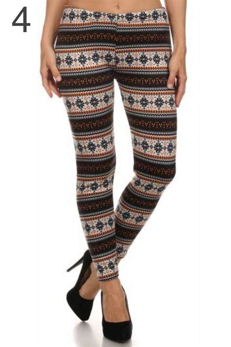 Plus Size Fur Lined Print Leggings Warm Winter Stretchy
