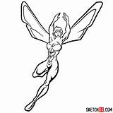 Wasp Marvel Comics Superheroes Draw Step Movies sketch template