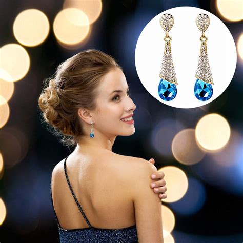 eqlef clip  earrings set  pierced earrings drop cubic crystal