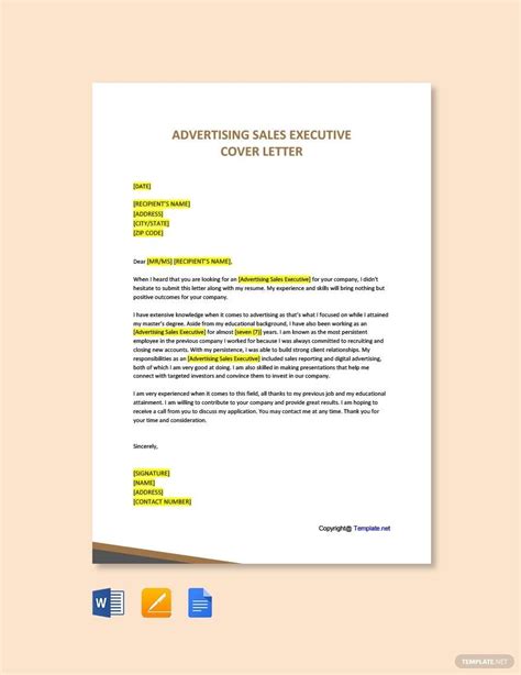 advertising executive template   word google docs