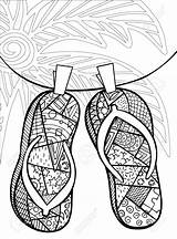 Flip Flops Coloring Beach Zentangle Drawing Pages Flop Colouring Mandala Drawn Hand Books Book Fotolia Adult Getdrawings Color Royalty Choose sketch template