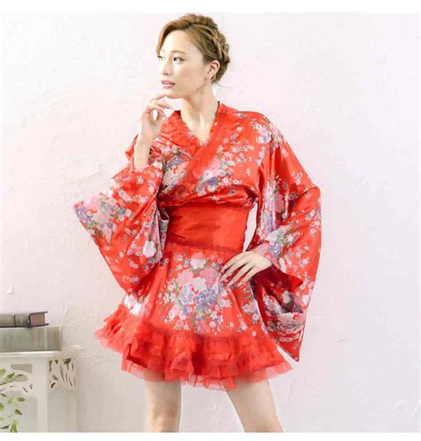 puick organza ruffle satin japanese pattern oiran mini kimono dress as a stage costume nice