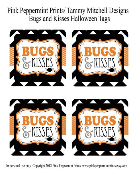 halloween treat tags booing tags bugs  kisses