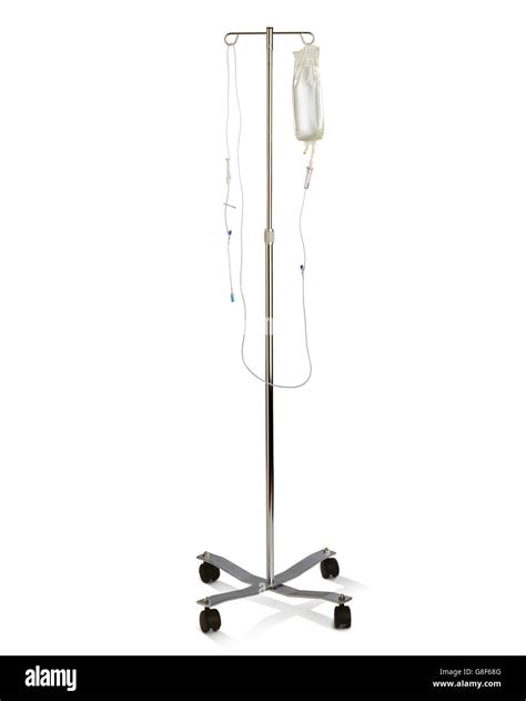 intravenous saline drip  iv pole   white background stock photo  alamy