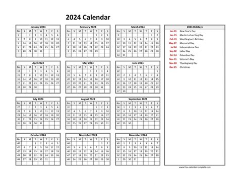 yearly calendar printable  week numbers  calendar