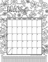 May Calendar Coloring sketch template