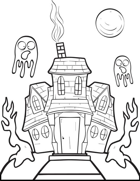 printable halloween haunted house coloring page  kids  supplyme