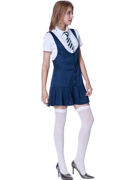 ladies sexy school girl fancy dress costume stockings st trinians
