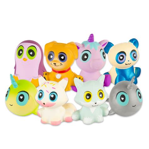 amazing squishee animal friends  pack mystery bundle squeezy soft slow rise plush dolls