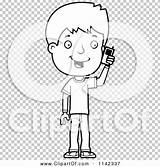 Talking Phone Coloring Adolescent Teenage Cell Boy Outlined Clipart Cartoon Vector Thoman Cory sketch template
