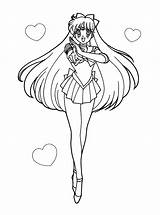Sailor Venus Coloring Pages Moon Anime Colorear sketch template