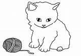 Coloring Kitten Yarn Pages Printable Kids sketch template