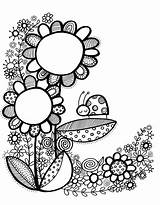 Doodles Flowers Zentangle Fleur Coccinelle Crafter sketch template