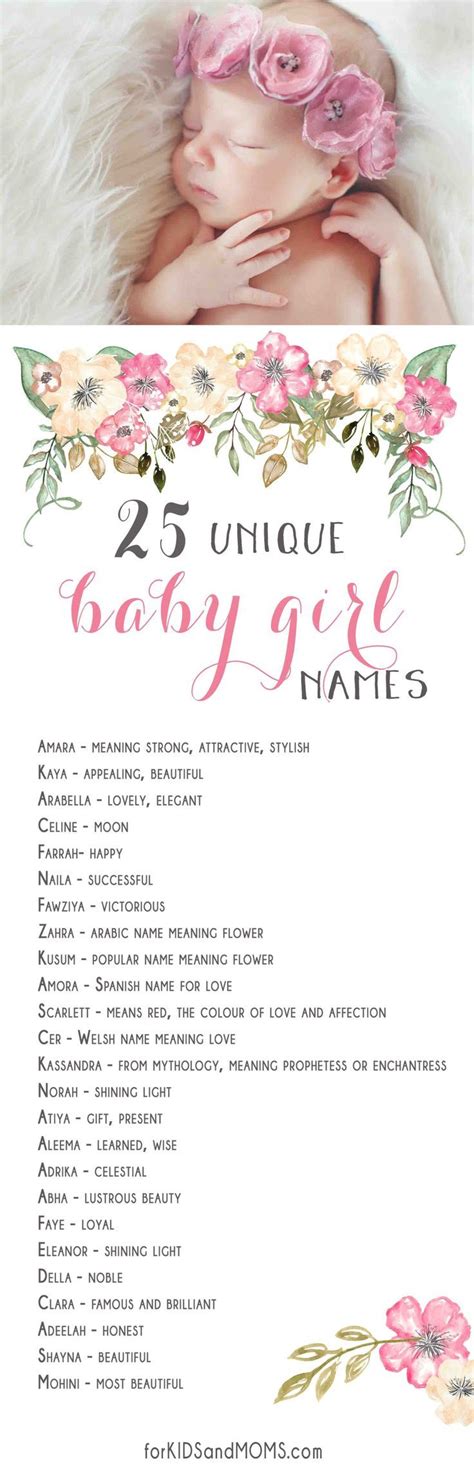 unique baby girl names  meanings list httpforkidsandmomscom