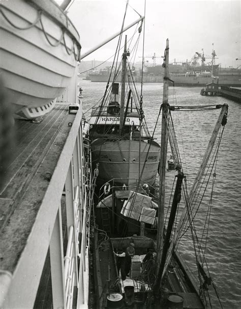 lastning av ms amazonas  goeteborgs hamn troligen  talet serie foton fo  fo