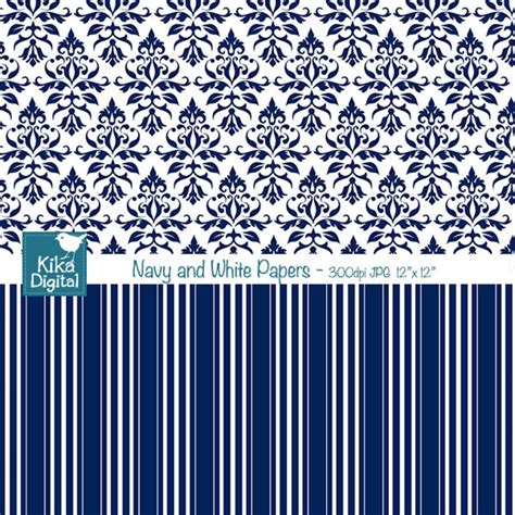 navy digital papers navy  white scrapbook papers card etsy