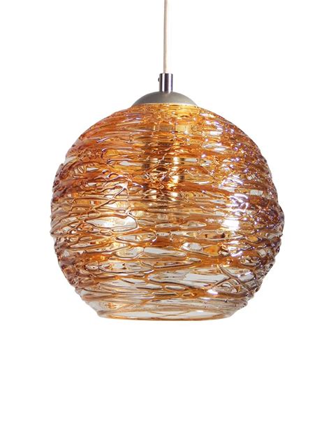 buy custom gold spun hand blown glass pendant light made to order from