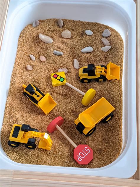 simple construction zone sensory bin  kids crafting  fun life