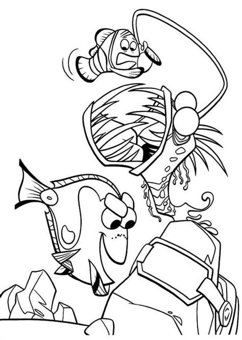 dory  marlin face  anglerfish  finding nemo coloring page