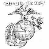 Usmc Marine Marines Ega Pencil Lineart Tattoo Semper 800sq Effortfulg Logovector Fidelis sketch template