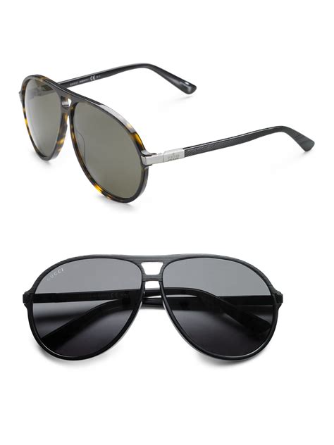 Lyst Gucci Acetate Aviator Sunglasses In Brown For Men