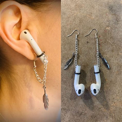 airpod earrings feather earrings anti loss airpods earrings etsy
