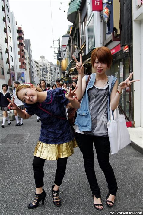 Gold Skirt And Funny Girls In Shibuya Tokyo Fashion