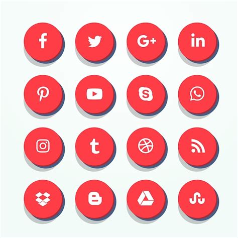 Free Vector D Red Social Media Icons Pack 41574 Hot Sex Picture