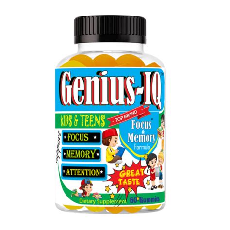 genius iq brain supplements  kids  omega    epa dha gummy vitamins concentration