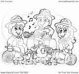 Girl Singing Scouts Around Clipart Camp Fire Boy Scout Coloring Pages Illustration Vector Drawing Kids Royalty Visekart Elegant Girls Printable sketch template