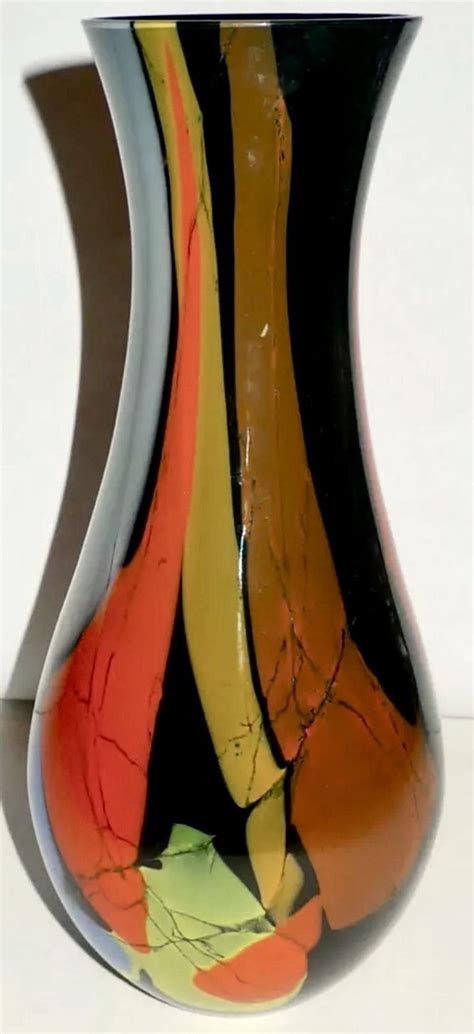 Vintage Murano Art Glass Signed Seguso Multicolored Vase Italian