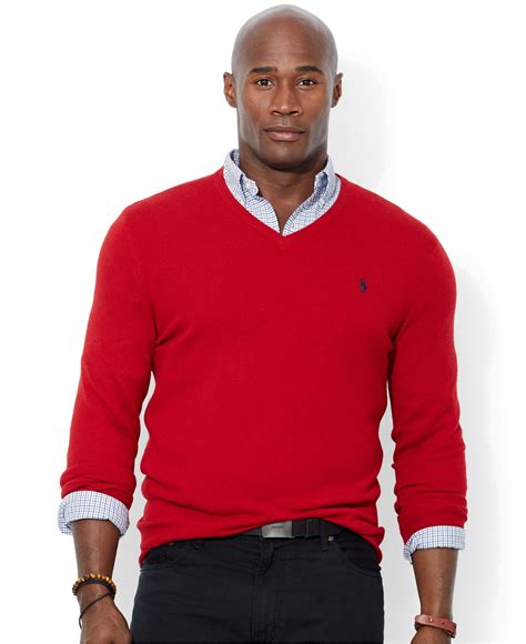 lyst polo ralph lauren big  tall merino wool  neck sweater  red