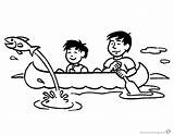 Canoeing Coloring Pages Flying Fish Printable Kids sketch template