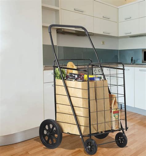extra large heavy duty folding shopping grocery storage cart jumbo size black black cart