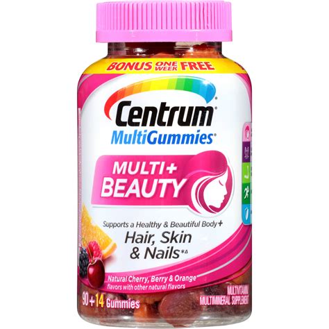 centrum adult multigummies multi beauty bonus  count natural cherry berry orange