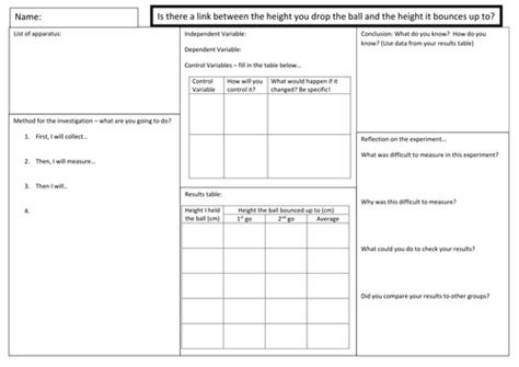 ks science investigation writing frame teaching resources