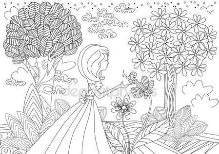 girl  butterfly  coloring book risunki