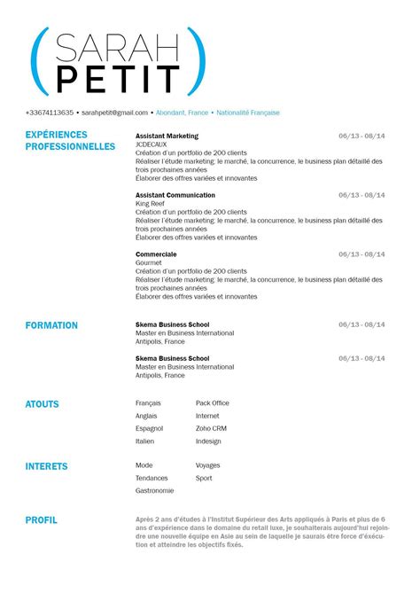 modele de cv  remplir en ligne lettre modele