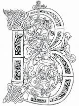 Illuminated Letters Coloring Pages Letter Alphabet Celtic Manuscript Printable Symbols Knots Kells Book Lettering Calligraphy Designs Template Adult Patterns Colouring sketch template