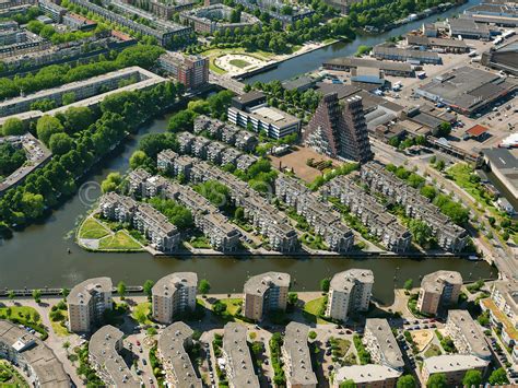aerial view amsterdam west residential area  social housing