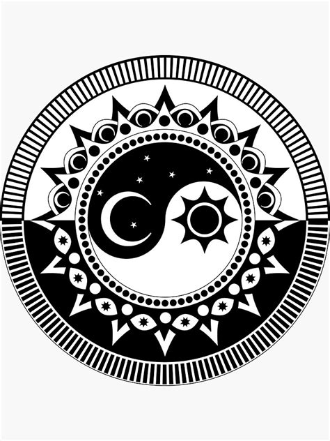yin  duality sun moon sticker  johnnet sun  moon mandala