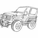 Clipart Jeep Outline Cartoon Wrangler Vector Car Illustration Djart Suv Lineart Rocks Royalty Flowers Cox Dennis Wackystock sketch template